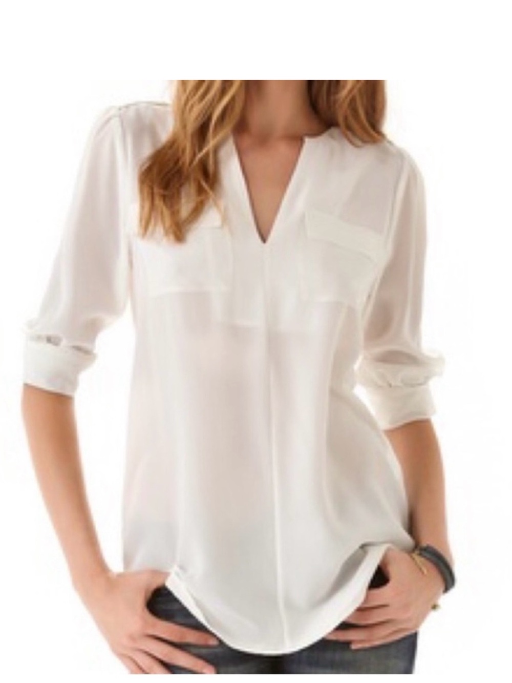 Joie Ivory Split-Neck Women's Blouse - Marlo